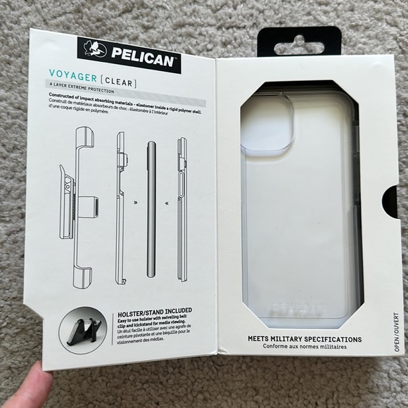 Pelican clear iPhone 13 case with holster/stand - Picture 2 of 7